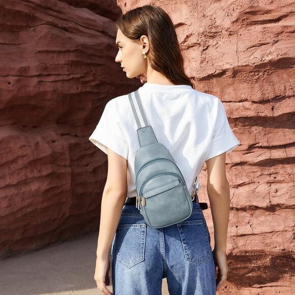 Small Sling Bag for Women Leather Crossbody Bags Fanny Pack Chest Bag for Travel - Picture 2 of 8